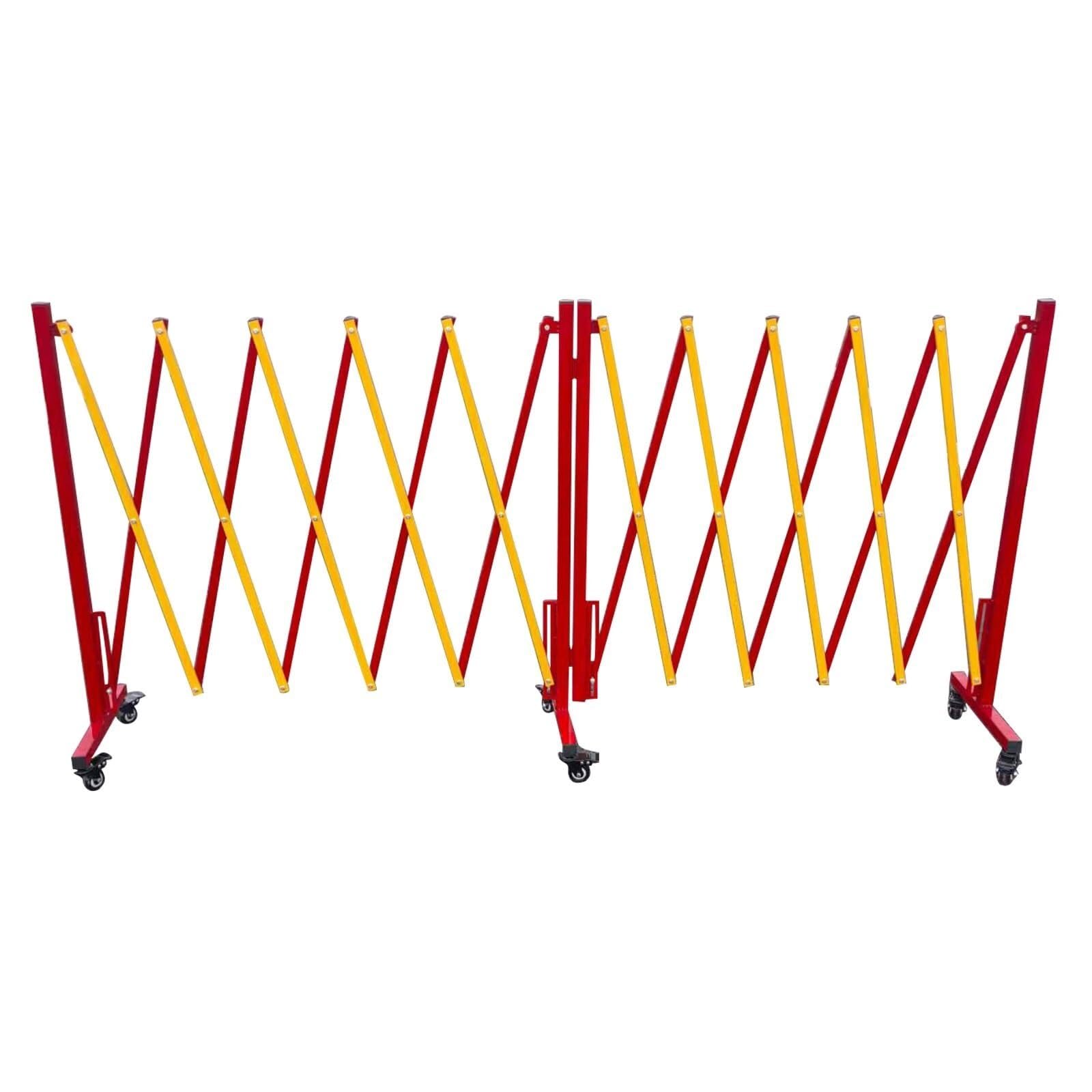 Traffic Barricade with Casters Industrial Expandable Metal Barricade Safety Barrier, for Construction Area