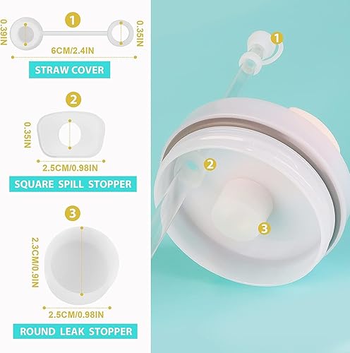 Miniatura 5 de Stanley Cup - Paquete de 6 tapones de silicona a prueba de derrames, compatibles con Stanley Cup 1.0 de 40/30 onzas, tapón de popote con 2 tapas de