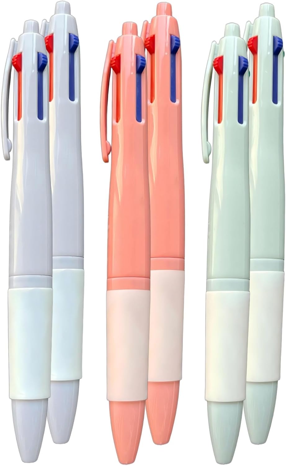 0.5mm Fine Point 4-in-1 Colored Pens Retractable Oil Gel Pen, 4 Color Multicolor Pen for Office, School & Journaling, Smooth Writing, 3 Assorted Barrel Colors, 6 Count Pack