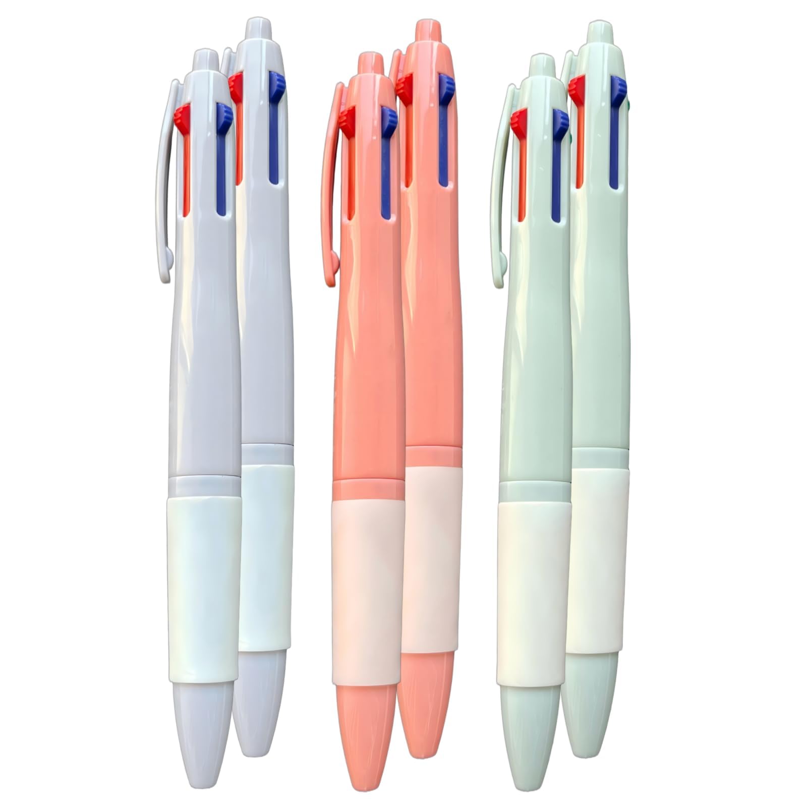 0.5mm Fine Point Retractable Oil Gel Pen, 6 Pack 4-in-1 Multicolor Pen, 4 Colors in One Smooth Writing Pen with 3 Barrel Colors, Quick Dry &