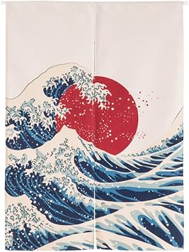 Japanese Noren Doorway Curtain Tapestry Linen Fabric Bedroom Home Decoration Curtains with Curtain Rod 33.5" Wx47.2 W85x120cm, B