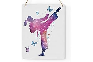 Martial Arts Wall Décor: Inspirational Sign for Aspiring Karate Girls (Watercolor Design)