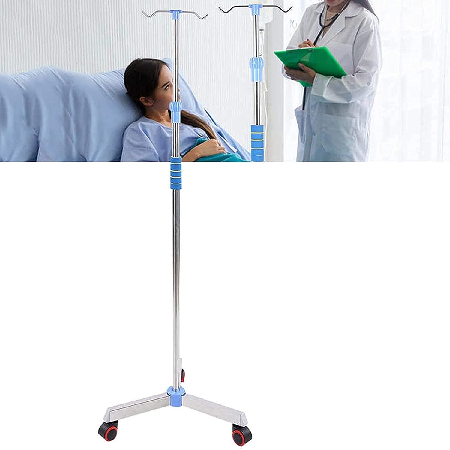 Buy IV Pole Drip Stand IV Pole Infusion Stand With Hooks & Wheels