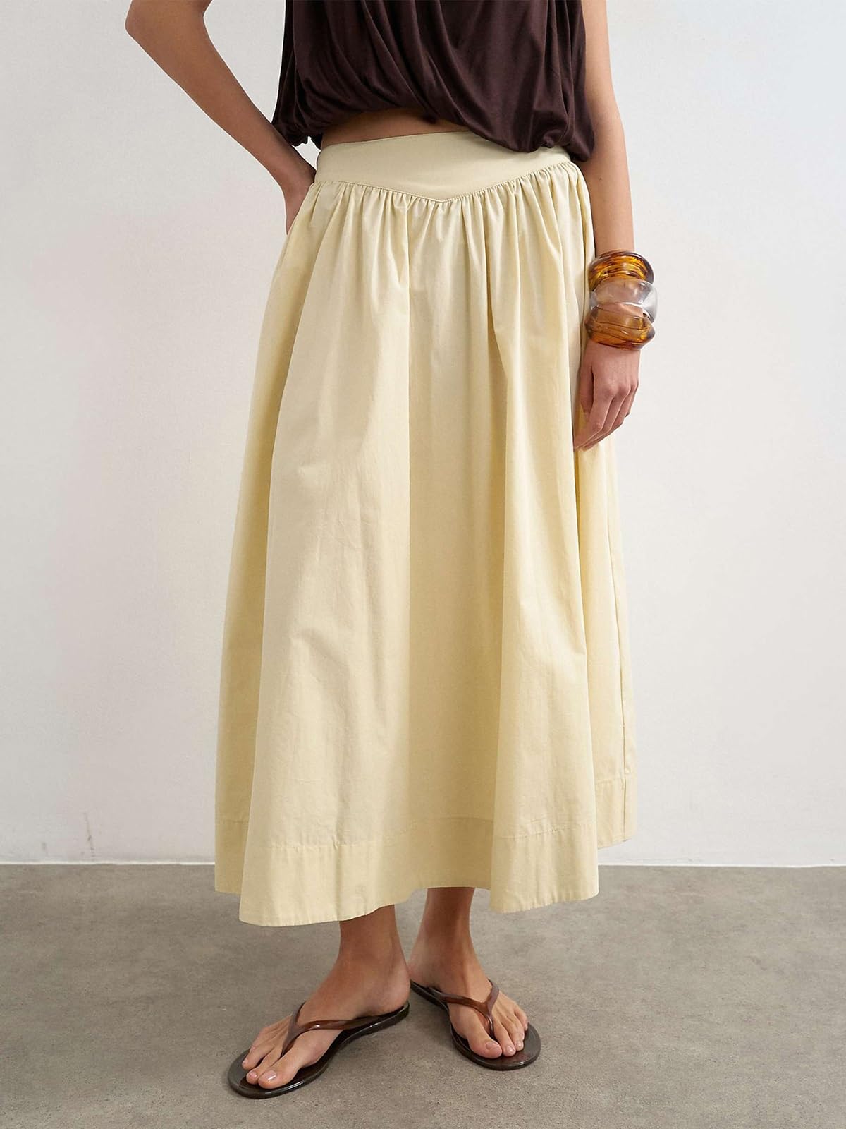 Gonne Lunghe A Righe Estive Da Donna,Outfit Da Spiaggia Dalla Linea Ad A | Cintura Regolabile, Lunghezza Midi, Look Casual Da Sera