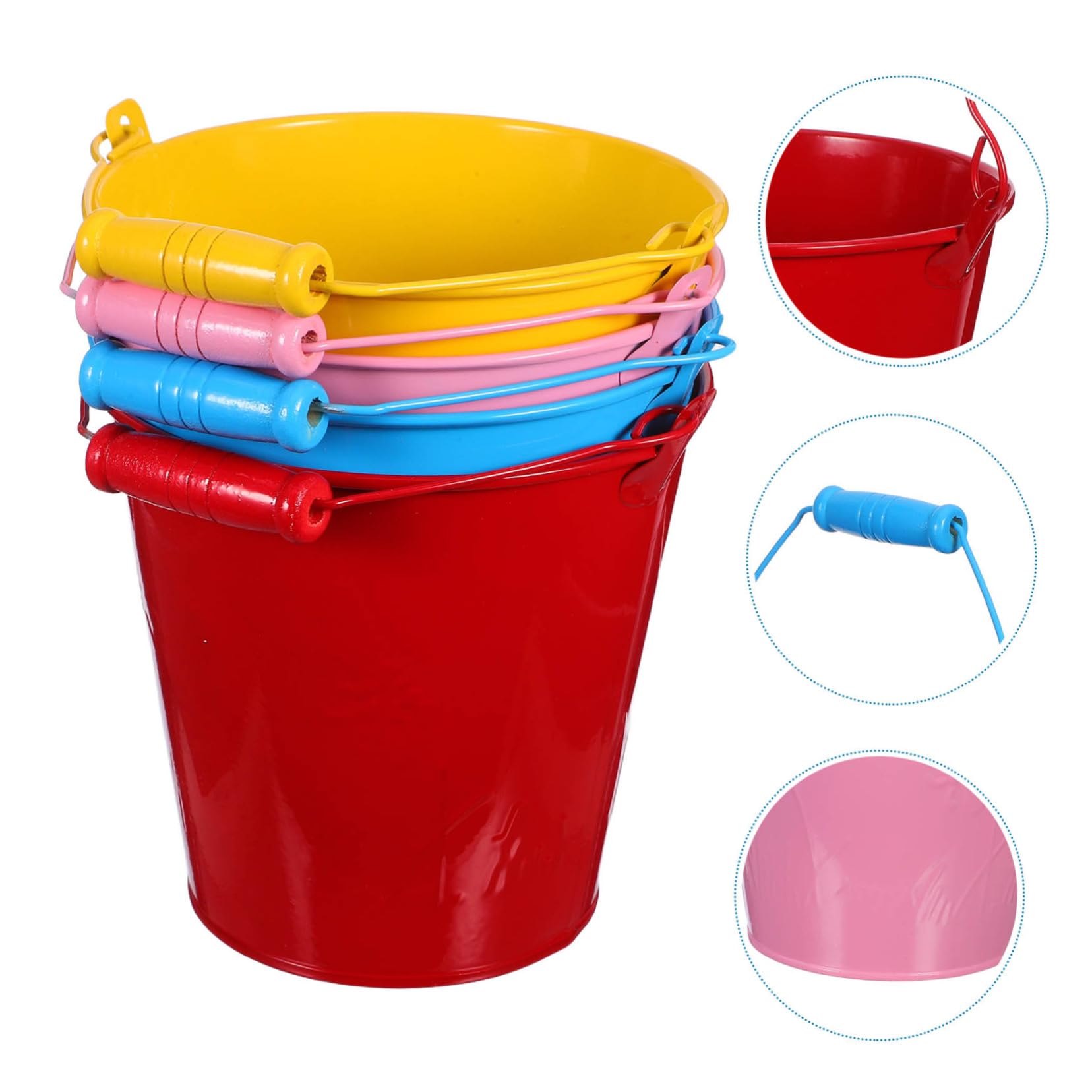 Gatuida 4 Secchielli da Spiaggia per Mini Secchi Colorati in Giocattolo per Sabbia e Neve Accessori Mare per Ragazzi e Ragazze Materiale Sicuro e Resistente