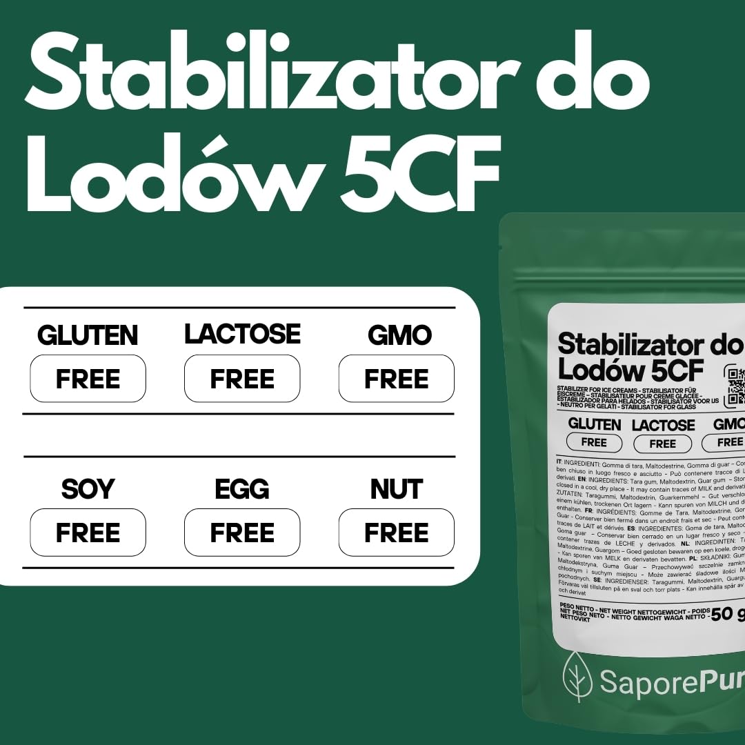 Saporepuro STABILIZATOR DO LODÓW I SORBETU z Mąką Tara i Guar - 50 gram