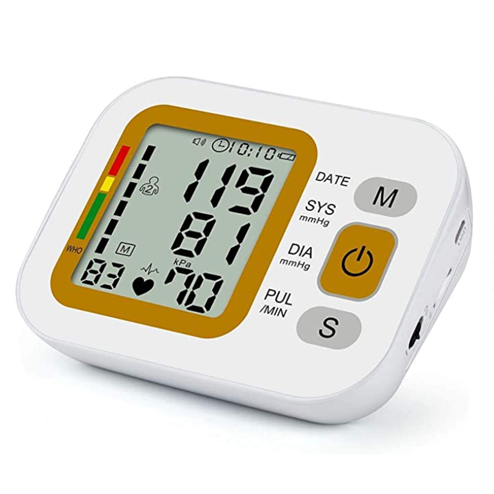 Monitor De Presión Arterial, Brazo Superior, Esfigmomanómetro Electrónico para El Hogar, Monitor De Pulso De Frecuencia Cardíaca Automático, Carga USB,A