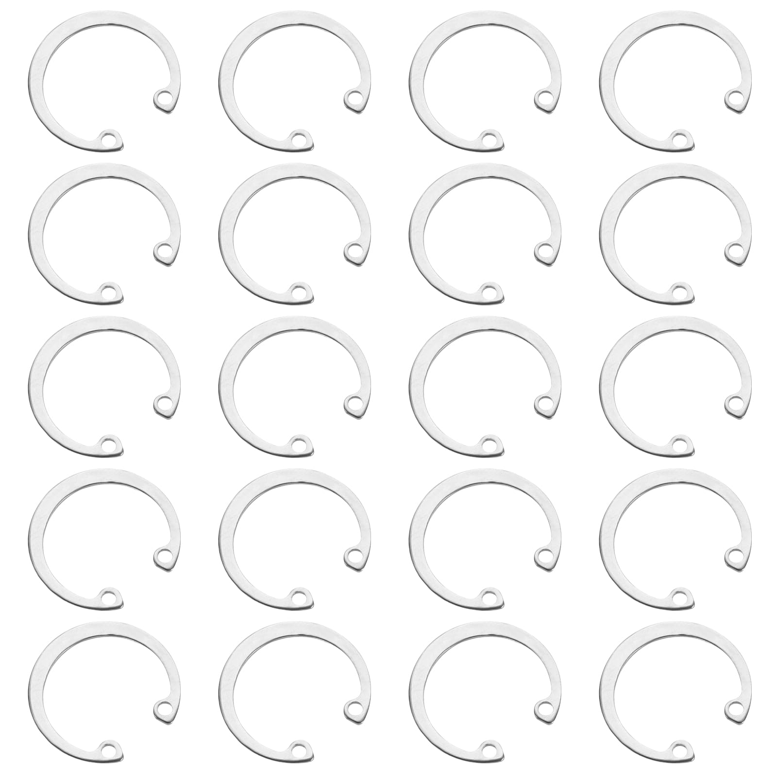 sourcing map 30Pcs 25mm Internal Retaining Ring Circlip, 304 Stainless Steel Internal Circlip Snap Rings C-Clips GB893 for Grooved Shafts Studs, Silver Tone