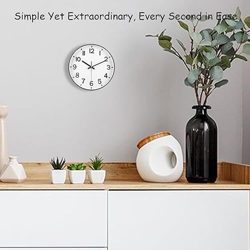 Miniatura 2 de Reloj de pared negro, reloj de pared de 8 pulgadas, funciona con pilas, redondo, moderno, sin tictac, silencioso, digital, analógico, pequeño, reloj