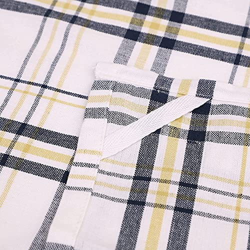 Image of AJS Living Cleaning Table Cloth Multipurpose Kitchen /Tea Towels Cotton Dish Napkin, Machine Washable Stylish Napkins, Set of 3-70 * 50 cm (Each) (Solid Blue, Yellow)