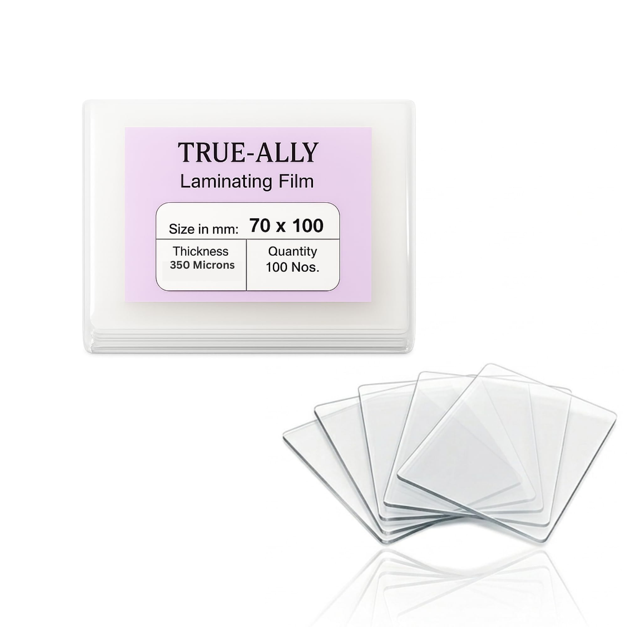 True-Ally 350 Microns ID Card Size Lamination Pouch 70mm x 100mm Clear Glossy Thermal Laminating Film Waterproof Transparent for Aadhar Card Driving License Office Documents -Pack of 1 (100 Sheets)-image-14