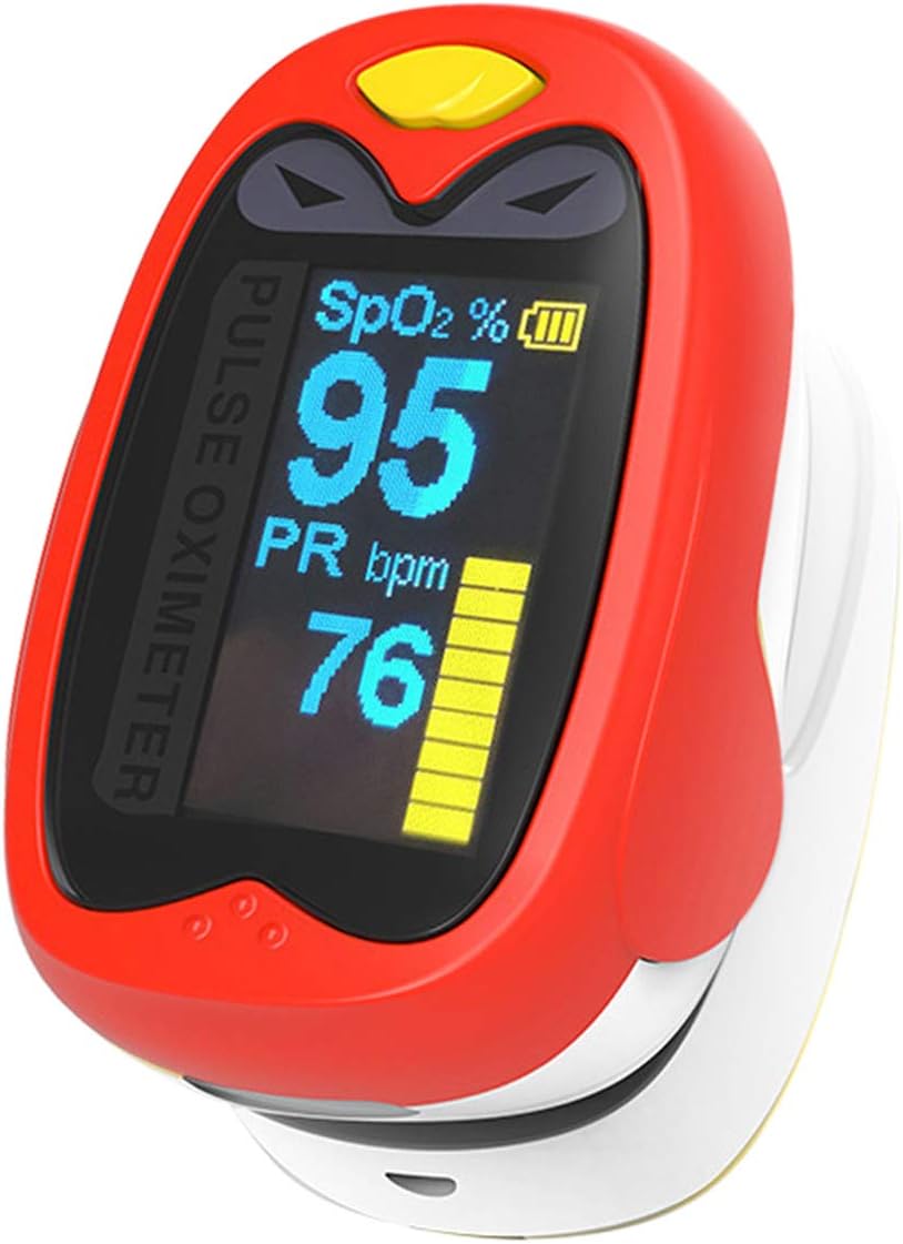 Hermano Child Pulse Oximeter,Accurate Pediatric Reliable Fast Reading Fingertip Pulse Oximeter Digital Blood Oxygen Saturation Monitor Best Halloween Gift for Baby with Cute Cartoon Design (Red)