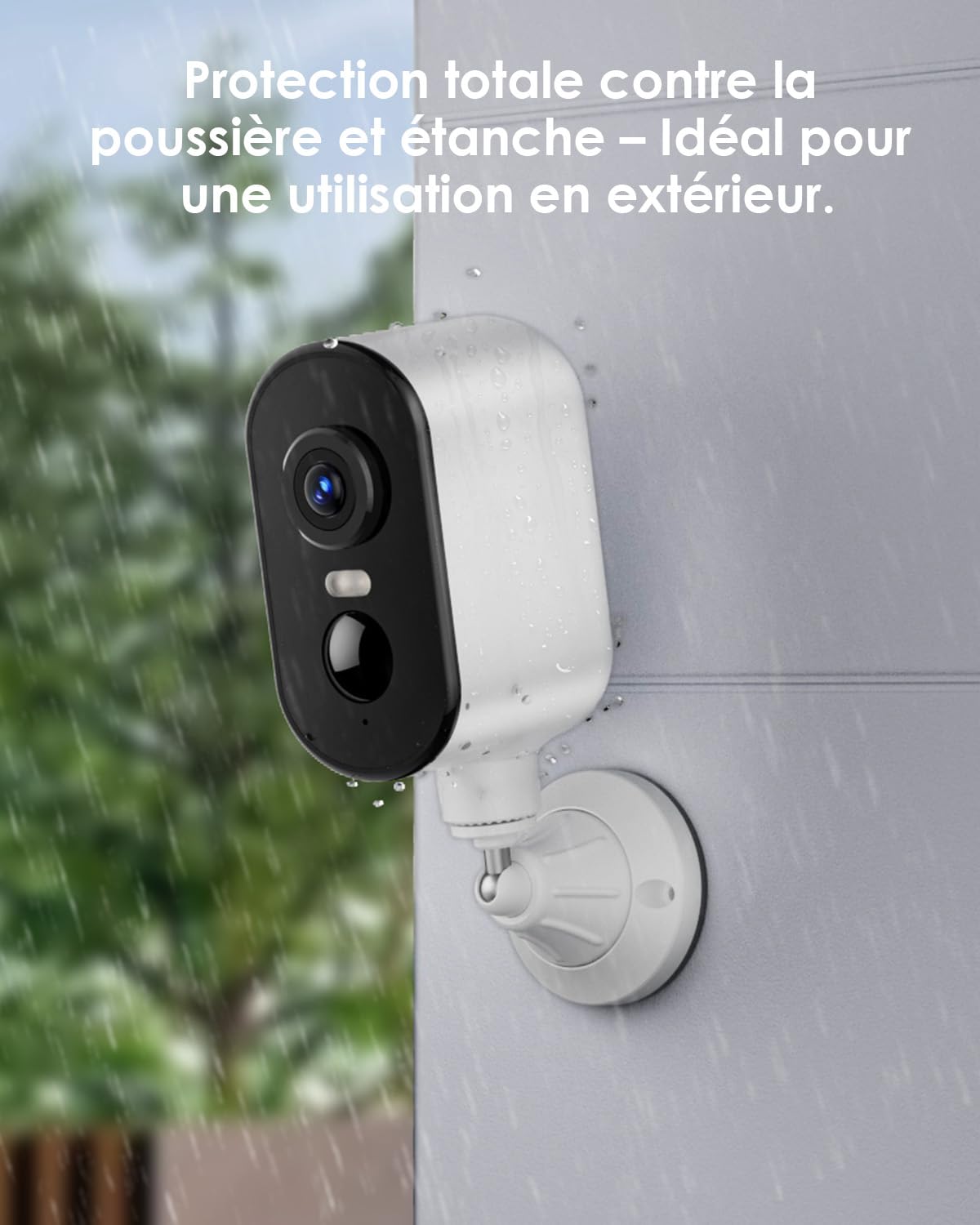CZEview 2K Caméra de Surveillance Extérieure, sans Fil avec Batterie, Vision Nocturne Couleur, Audio Bidirectionnel, Détection de Mouvement, PTZ 300°, Montage Magnétique, IP65, WiFi 2.4G (Blanc)