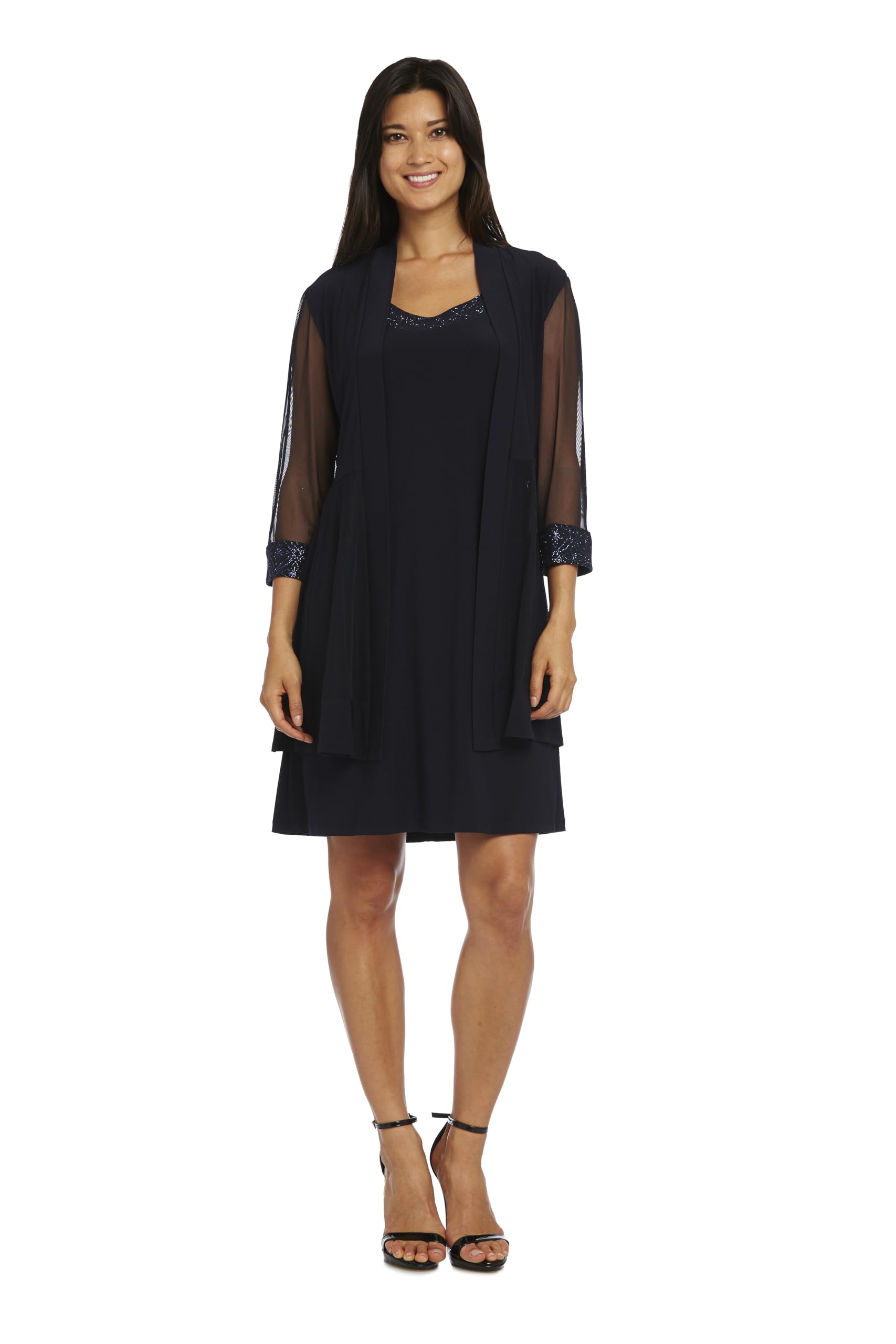 R&M Richards Womens Plus 2PC Mesh Inset Dress with Jacket