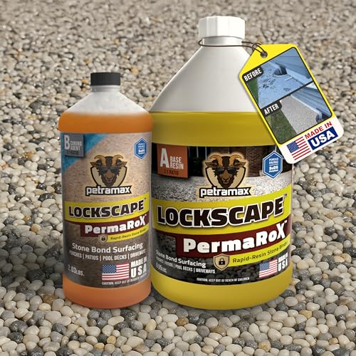 PetraMax Lockscape PermaRoX Resin Bound Gravel Kit for Driveways, Patios & Walkways (Made in USA) - 100% Water Permeable, Long-Lasting & UV-Resistant Stone Binding Epoxy - DIY Stone Resin Flooring