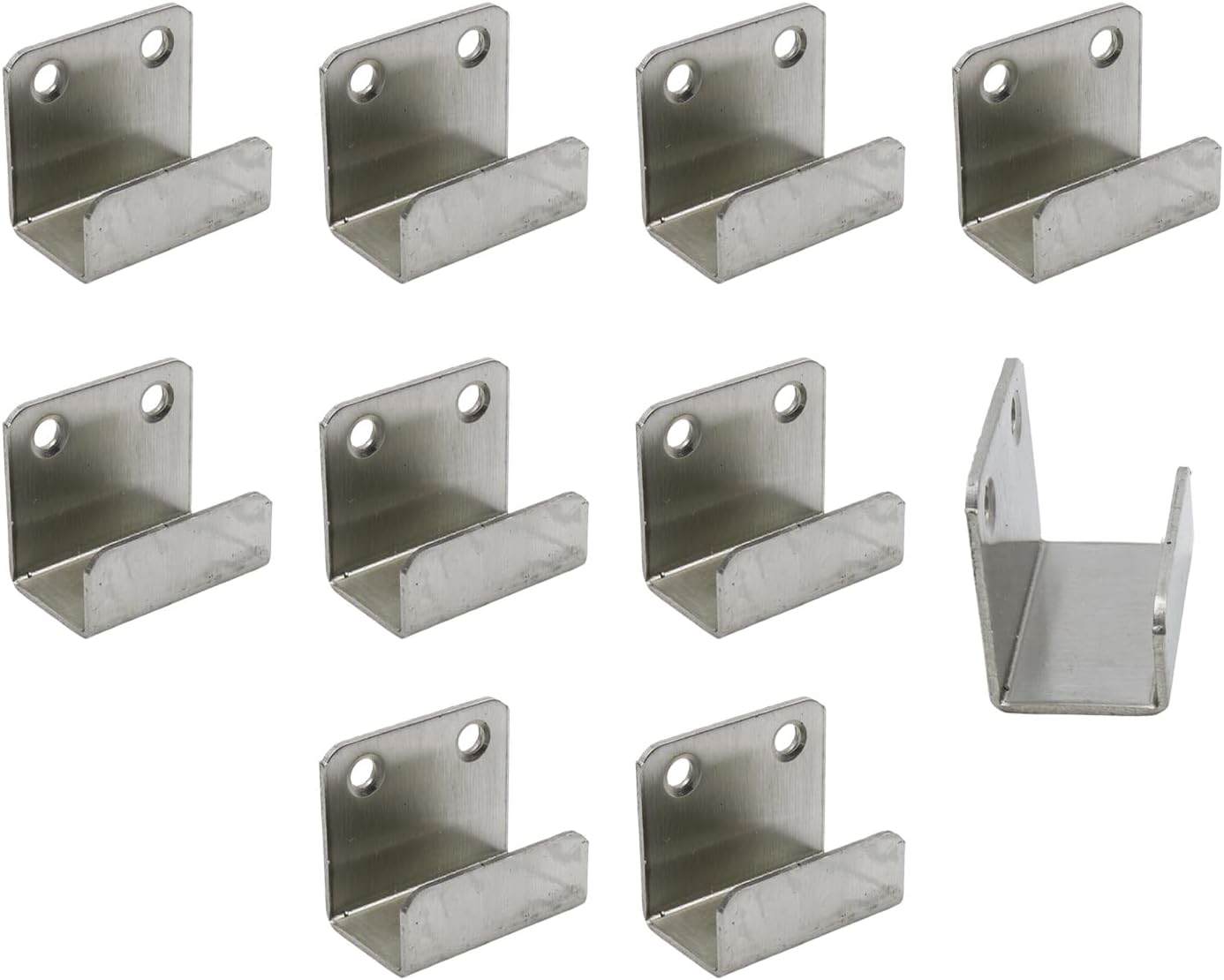 Coshar 10Pcs Heavy Duty Wall Mount Bracket Hook Fastener, Stainless Steel Flat J Clamp Hook Wall Hanger, Ceramic Tile Display and Mirror Picture Frame Fixing - Silver (Inner Width 21mm)