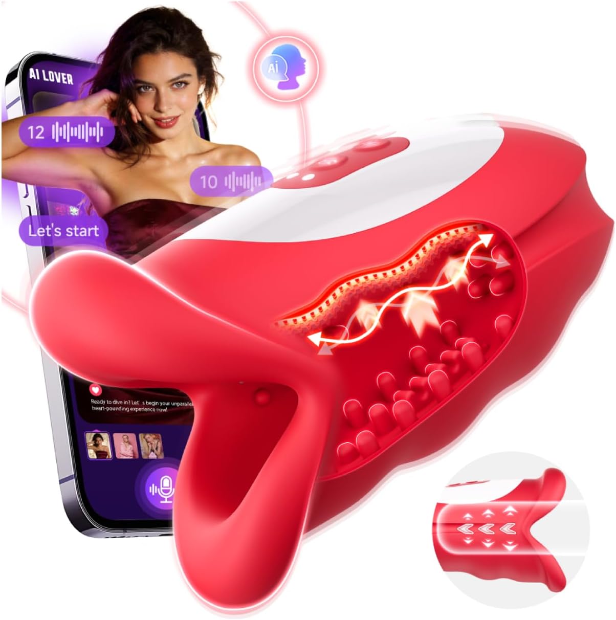 Male Sex Toys for Men – Waving Motion Male Maturbator, Hollow Out Design Male Sex Toy with AI APP for 10 Waving & 10 Vibrating in 3 Motors for 360° Blowjob Stroker Vibrator, Adult Sex Toy for Gay Men