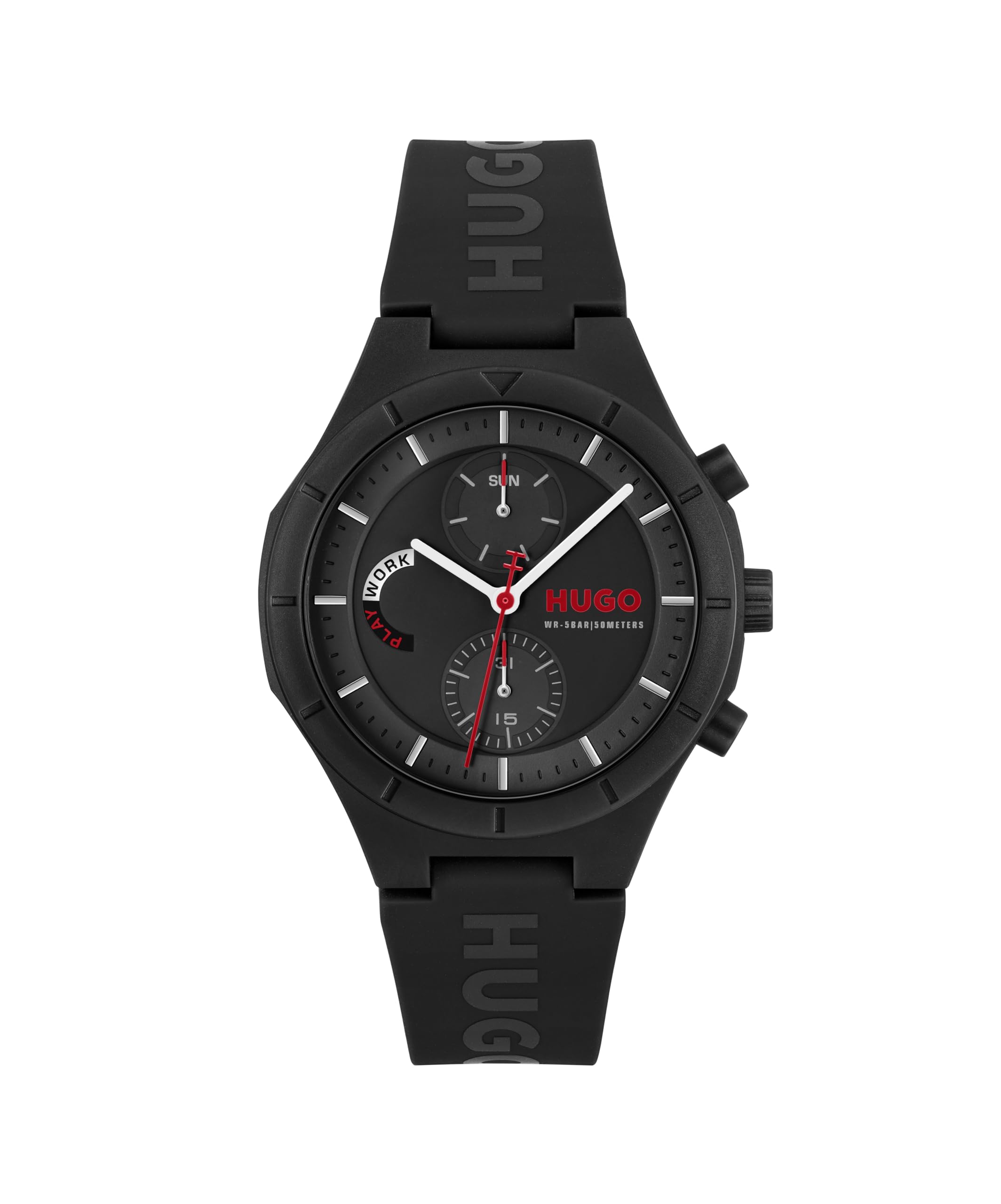 HUGO Analogue Multifunction Quartz Watch for Men #LIT Multi Collection with Black Silicone Bracelet - 1530402