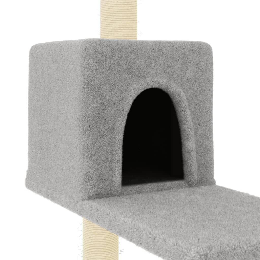 ShGaxin Rascador para Gatos con Postes de sisal Gris Claro 95 cm, Rascador Gato, Arbol Rascador para Gatos, Gatos Accesorios, Torre Gatos, Arranhador para Gatos, Casa para Gatos