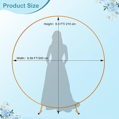 Miniatura 2 de Soporte redondo para telón de fondo: 6.5 pies, arco de boda, soporte de arco de globos con base para boda, baby shower, fiesta de cumpleaños (dorado)