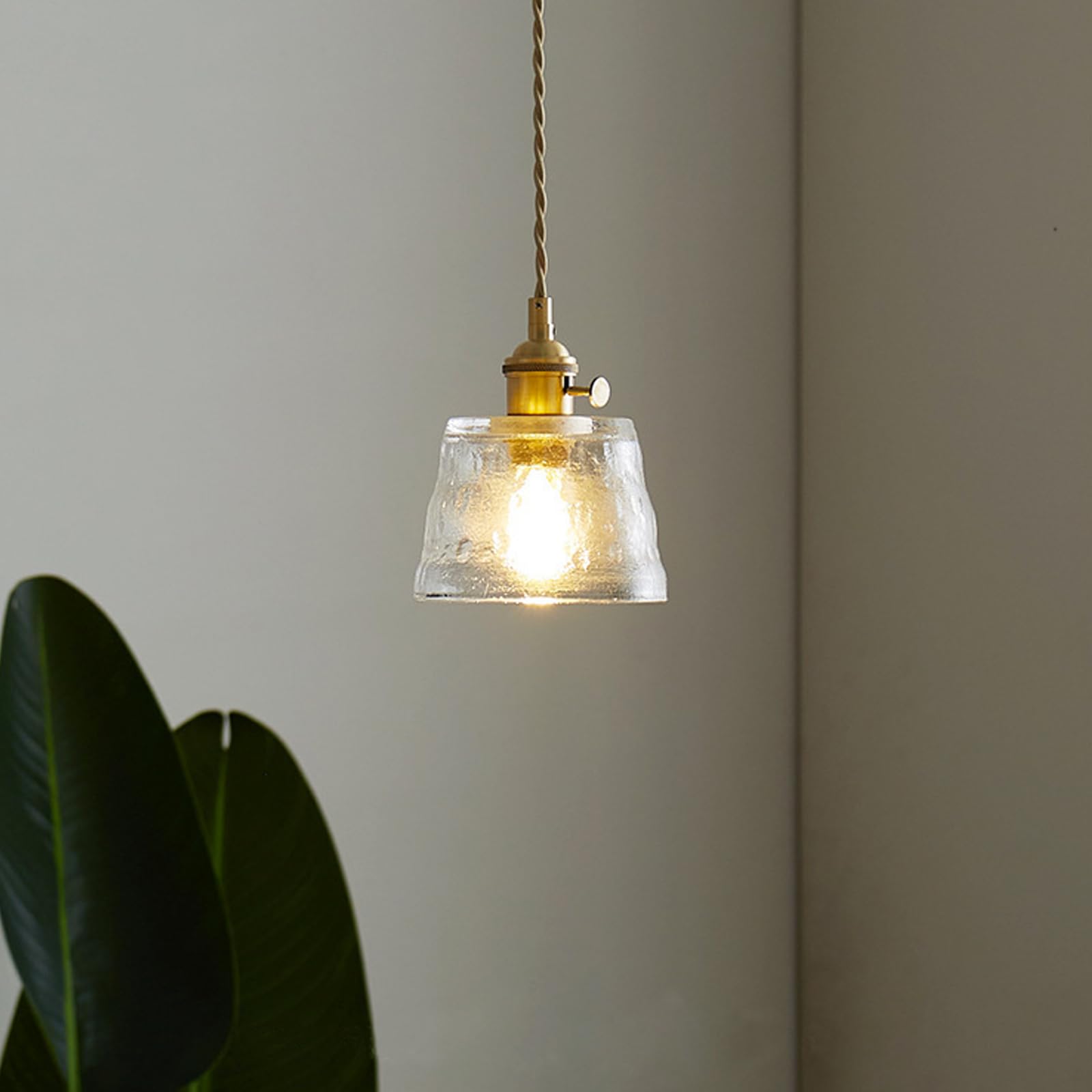 Lámpara Colgante Vintage, 12.5cm Cristal Industrial Pequeño E27 Lámpara de Techo Colgante para Cocina Isla Dormitorio Pasillo Comedor Bar, Transparente