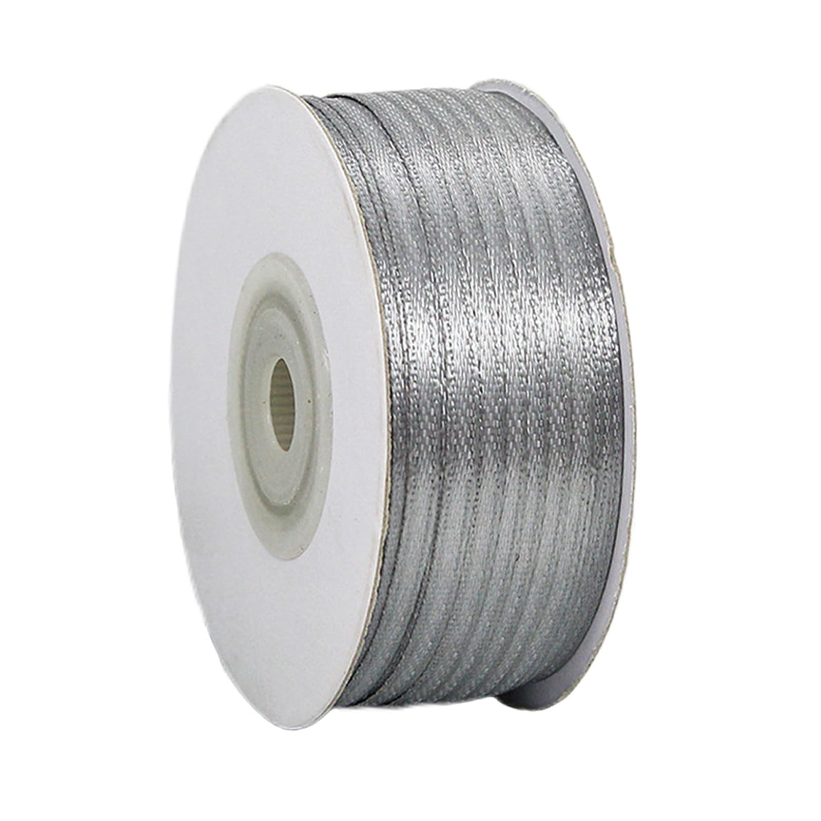 Grey Ribbon 3mm for Gift Wrapping 91M,Grey Satin Ribbon 3mm Thick for Crafting Cake,Hair Bow,Polyester Ribbon Christmas Decoration,Wedding Car Decor