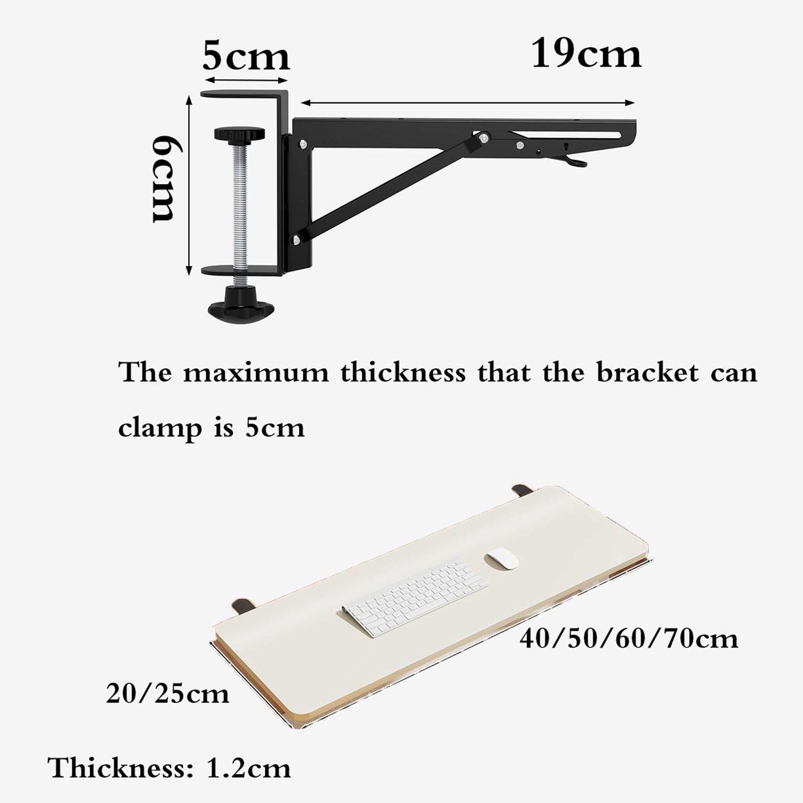 Rallonge De Plateau Clavier Pliable,Rallonge De Bureau Pliable,Table D'Extension De Bureau,Rangement Pliable,Conception De Clips,Convient Aux Tables Chaises Bureaux Usage Domestiq