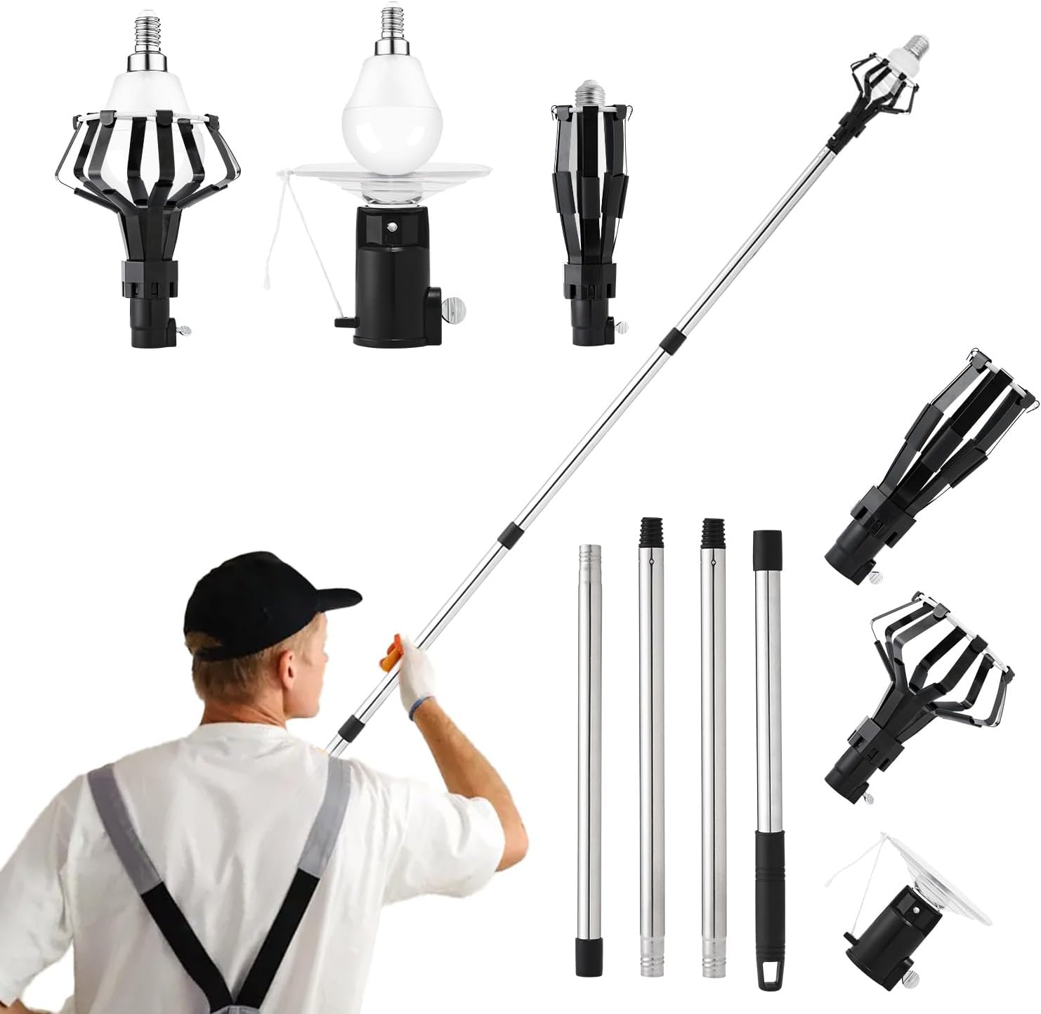 Luvenia Light Bulb Changing Kit, 12FT Long Handle Assembled Light Bulb