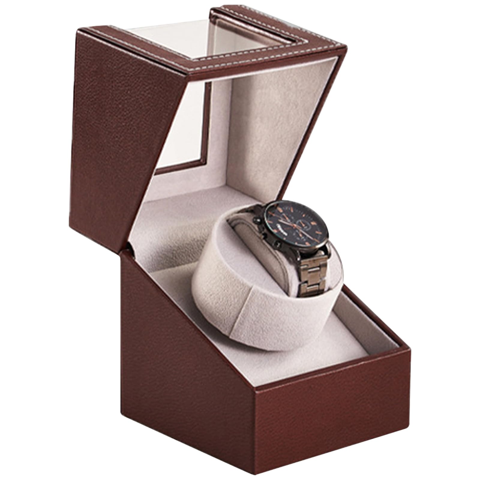 Lian Remontoir de montre simple avec moteur silencieux pour homme et femme - Boîte de rangement rotative automatique pour montres mécaniques - Motif cuir de crocodile - Noir (marron)