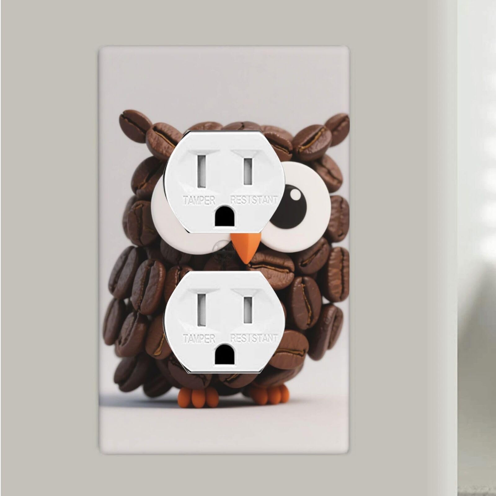 Fekiloot Cute Owl Duplex Outlet Covers Wall Plates 1-Gang Switch Outlet Electrical Cover Plate Unbreakable Polycarbonate Switchplate Cover Faceplate For Bathroom Kitchen Home Decor