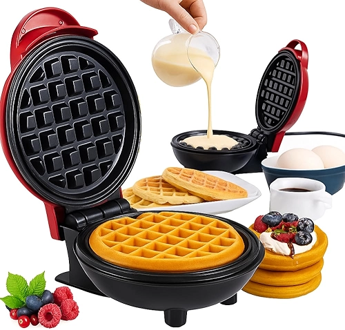 Máquina de Waffles Pequena 110v - Prática e Simples de Operar Perfeita para um Café da Manhã Ágil Superfície Antiaderente e Prepara em Poucos Minutos Ideal para Lanches e Doces Artesanais - Premium