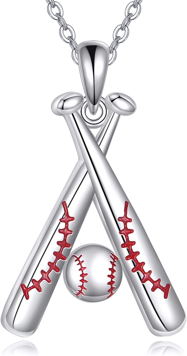 URONE Softball/Baseball/Volleyball Necklace Sterling Silver Sports Mom Jewelry Gifts for Women