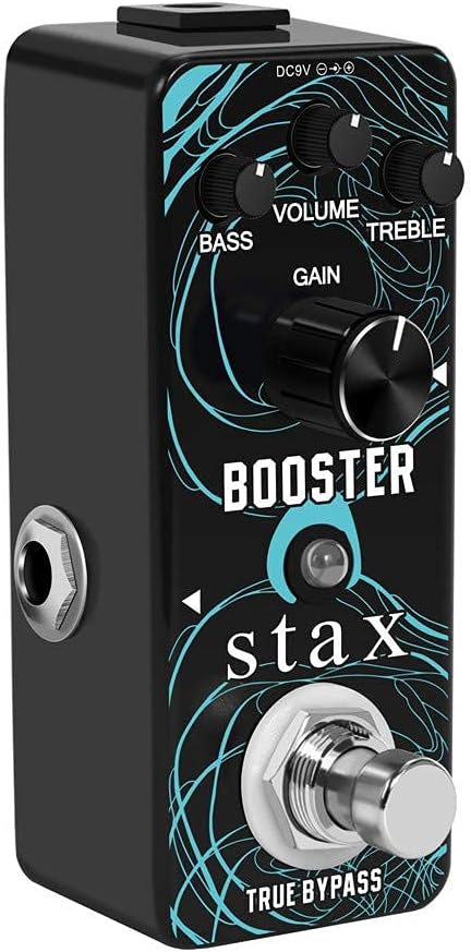 Stax High Gain Pedal Guitar Clean Booster Pedal Amplify Pedal Clean Boost Pedal Moisturizing Original Sound Effects:20db+ Clean Boost With ±15db 2 Band EQ With Small Size Compact Design