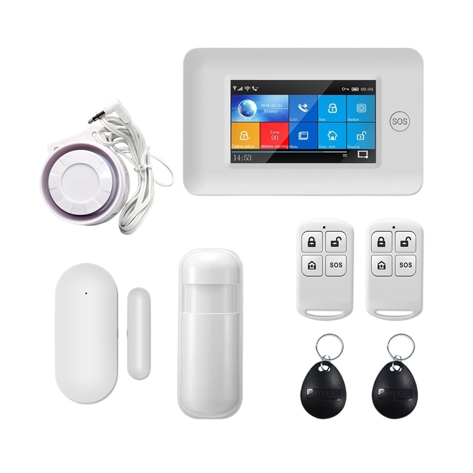 WIFI+GSM GPRS Wireless Home Security Burglar Alarm System APP Remote Control Host Remote Monitoring(B)