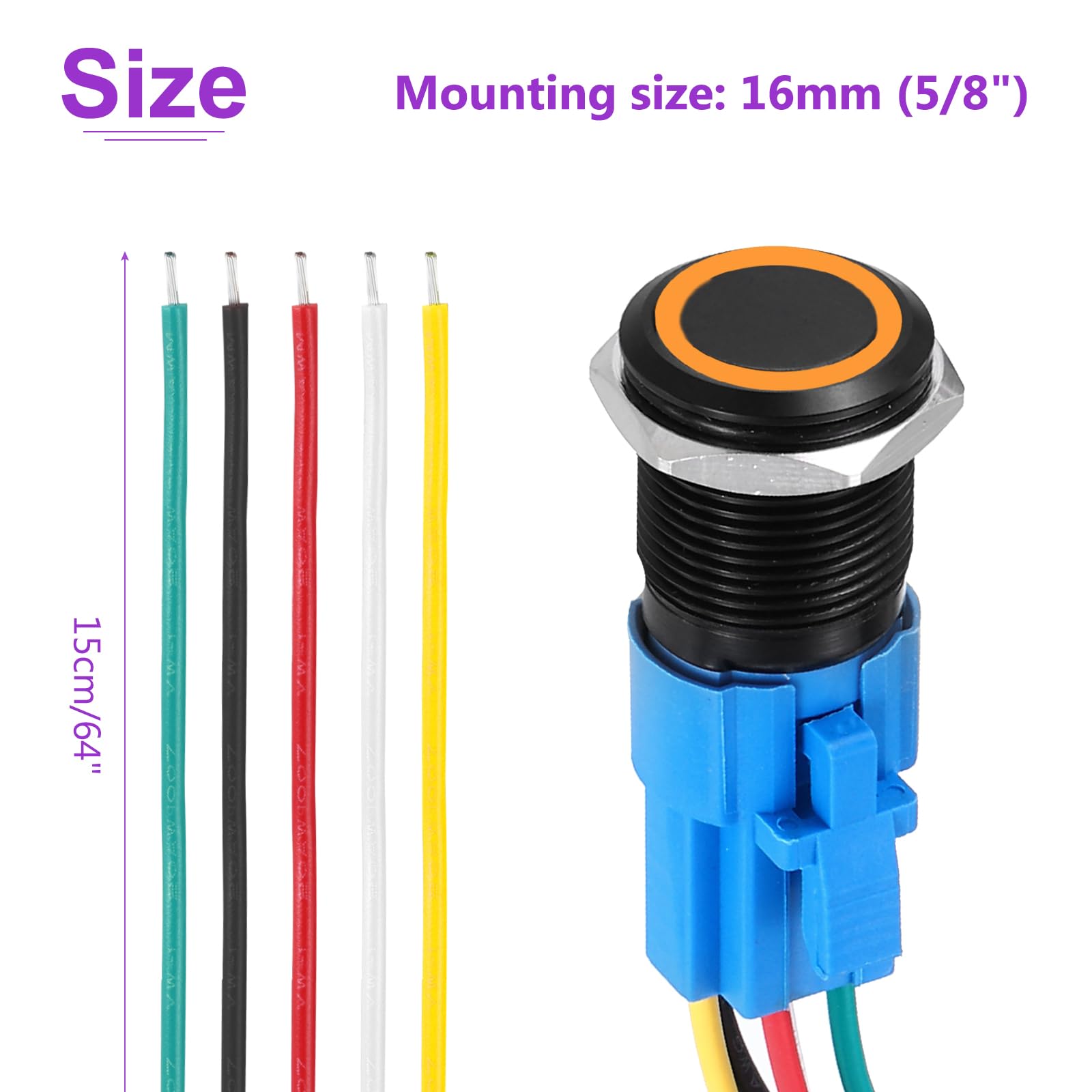 DMiotech 2 Pcs 16mm / 5/8" Push Button Switch - Image 4