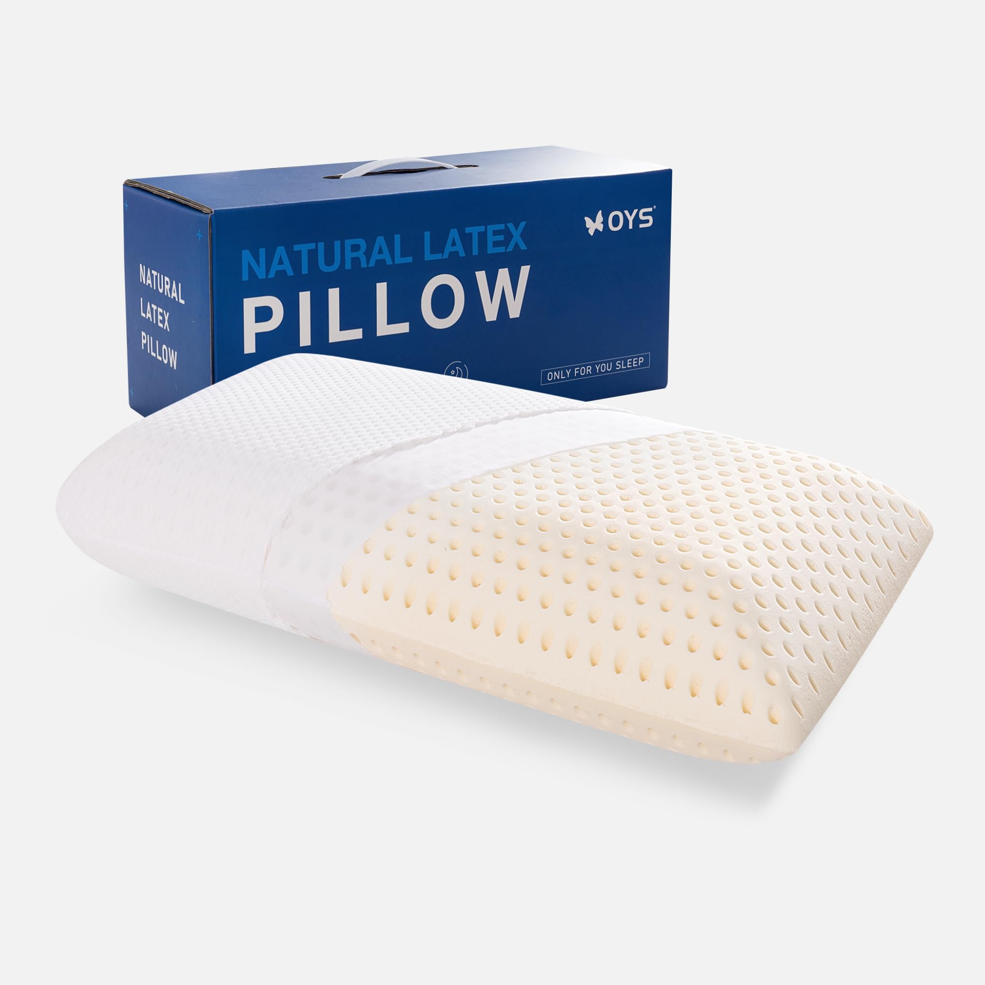OYS Natural Talalay Latex Pillows for Comfortable Sleeping,Neck Pain Relief,Not a Memory Foam Pillow with Organic Removable Tencel Cover?Queen?27.5" x 15.7" x 5.5"?Medium Firmness?