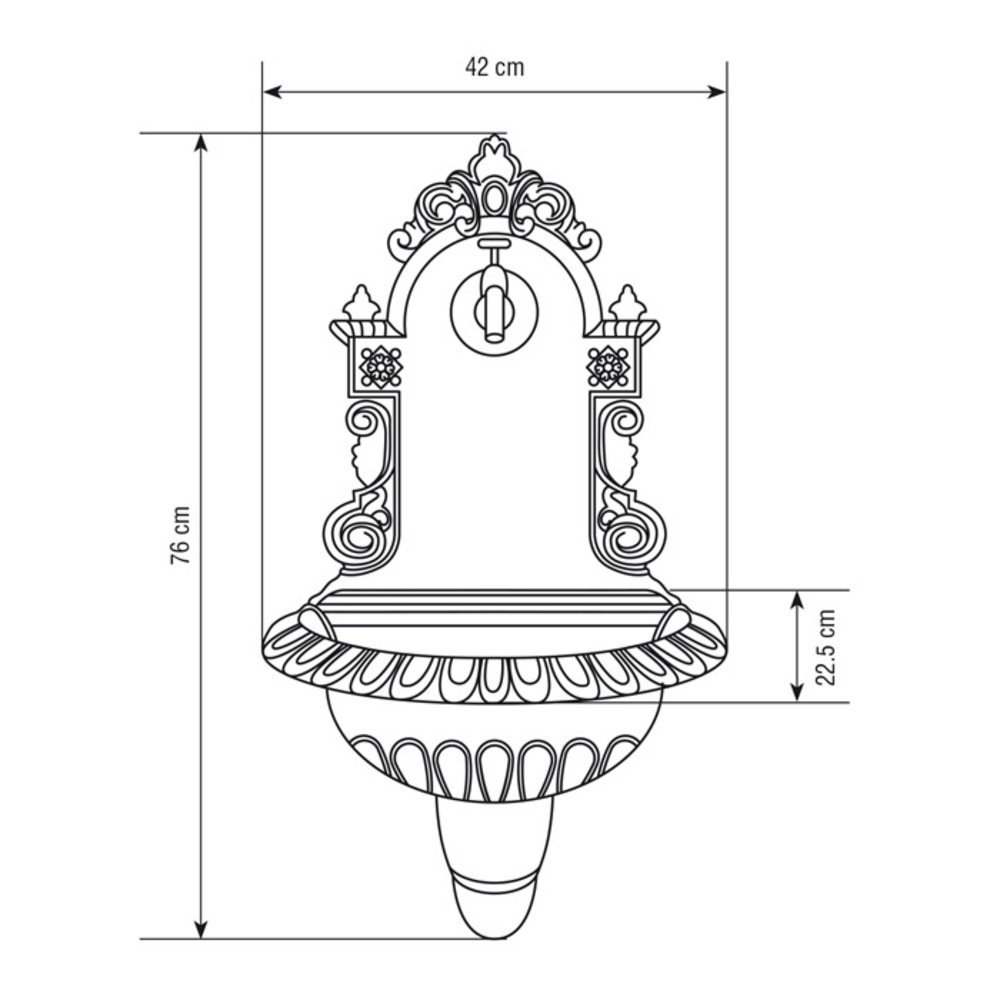 VERDELOOK Fontana a Muro da Giardino in ghisa con Rubinetto, 44x21x75 cm, Nero Antracite per arredo e Decorazione Esterni