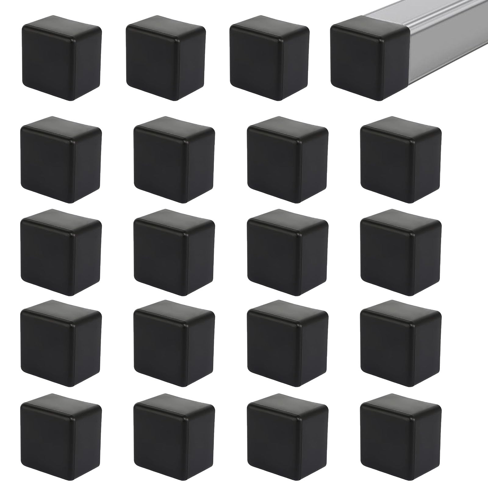 20 pezzi Tappi terminali in plastica, 40x40 Inserti quadrati per tubi neri Profilo in alluminio Tappi per tubi Accessori solari Angolari Copri gambe di sedia Copertura per recinzione Gleit Caps