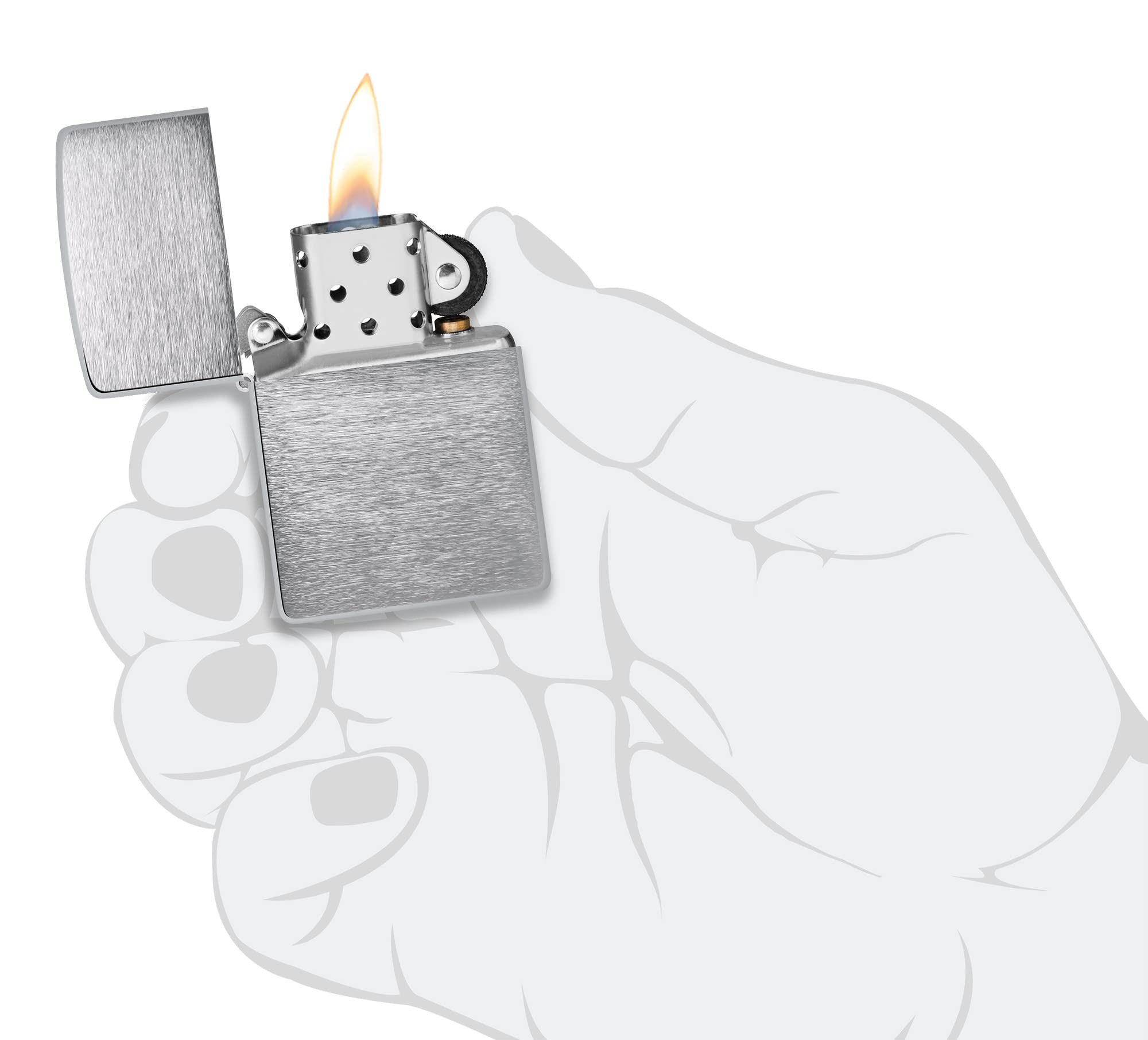 Zippo Encendedor a Prueba de Viento - Diseño de Llama - Cromo Cepillado - Recargable - Reutilizable - Diseño a Prueba de Viento - Caja de Regalo Hecho en EEUU - Exclusivo en Amazon