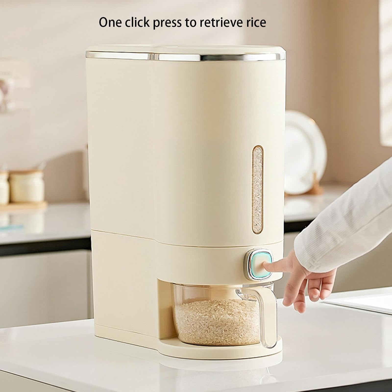 Dispensador de Arroz 10kg, Contenedor Hermético para Alimentos con Taza Medidora, Sin BPA, Recipiente Antihumedad para Arroz, Cereales, Judías, Avena y Organización de Cocina