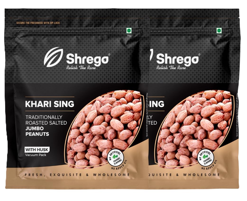 SHREGO Peanut Plus Khari Sing Traditionally Roasted Salted Jumbo Peanuts, Snack and Namkeen (720 Grams)