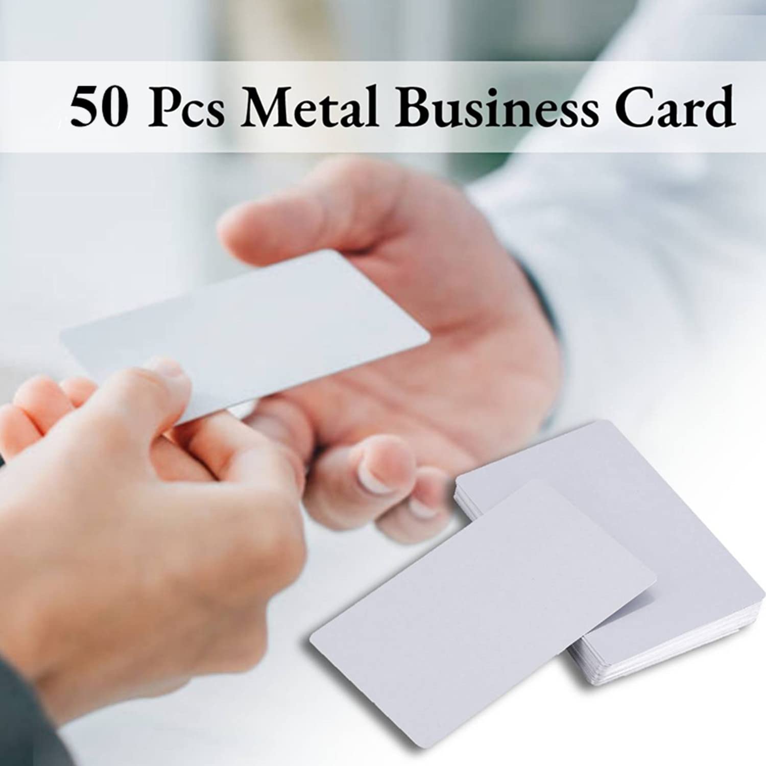 Tarjetas de Visita metálicas de la sublimación de la Astilla 100pcs, Tarjetas de Visita de Metal grabadas Espacios en Blanco de la sublimación 3.4x2.1in Thicknes (0.30mm)(Plata)