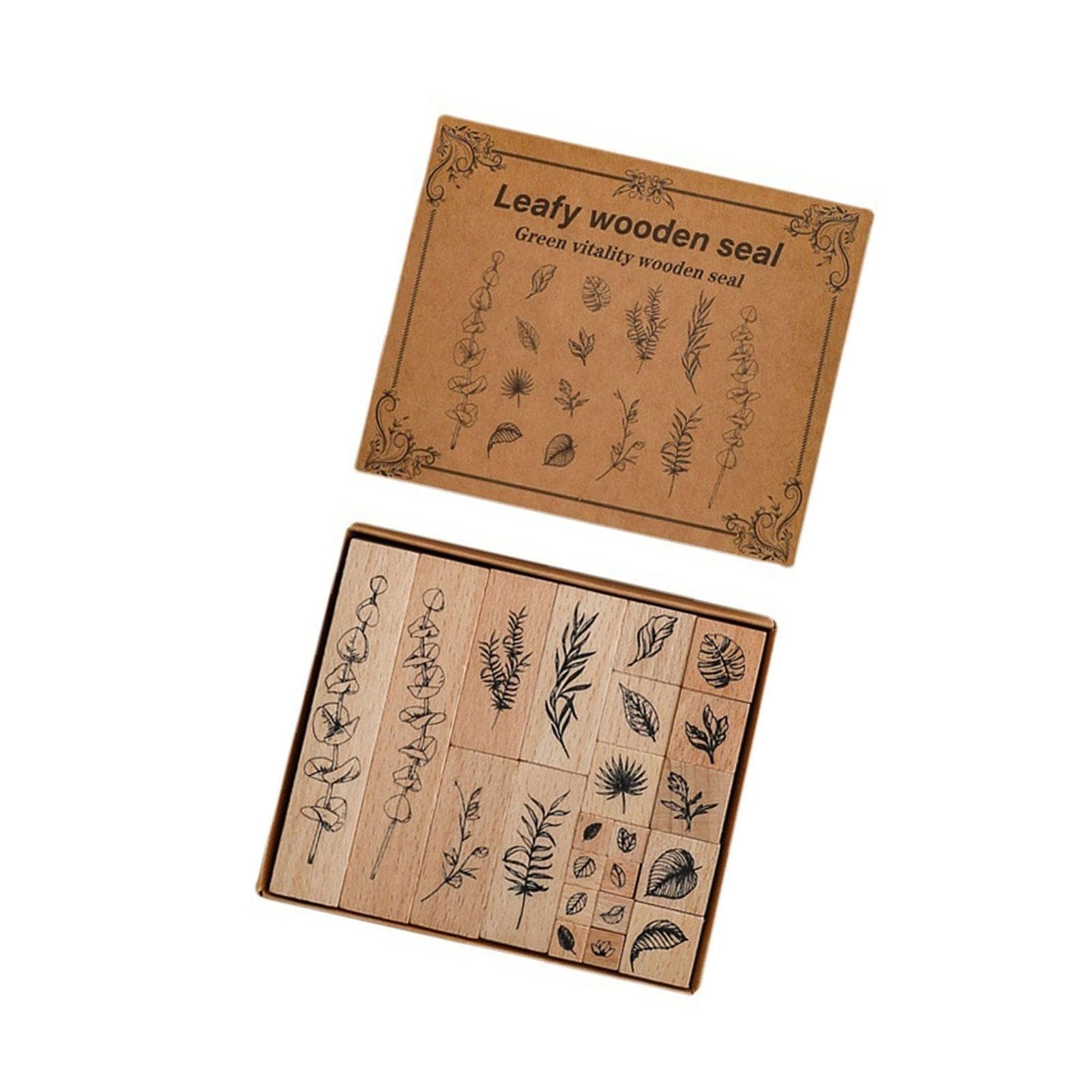 Xjdzineq 22Pieces Vintage Wood Stamper Flower Rubber Scrapbooking for Card Making Journal Planner Scrapbooking Rubber for Craft
