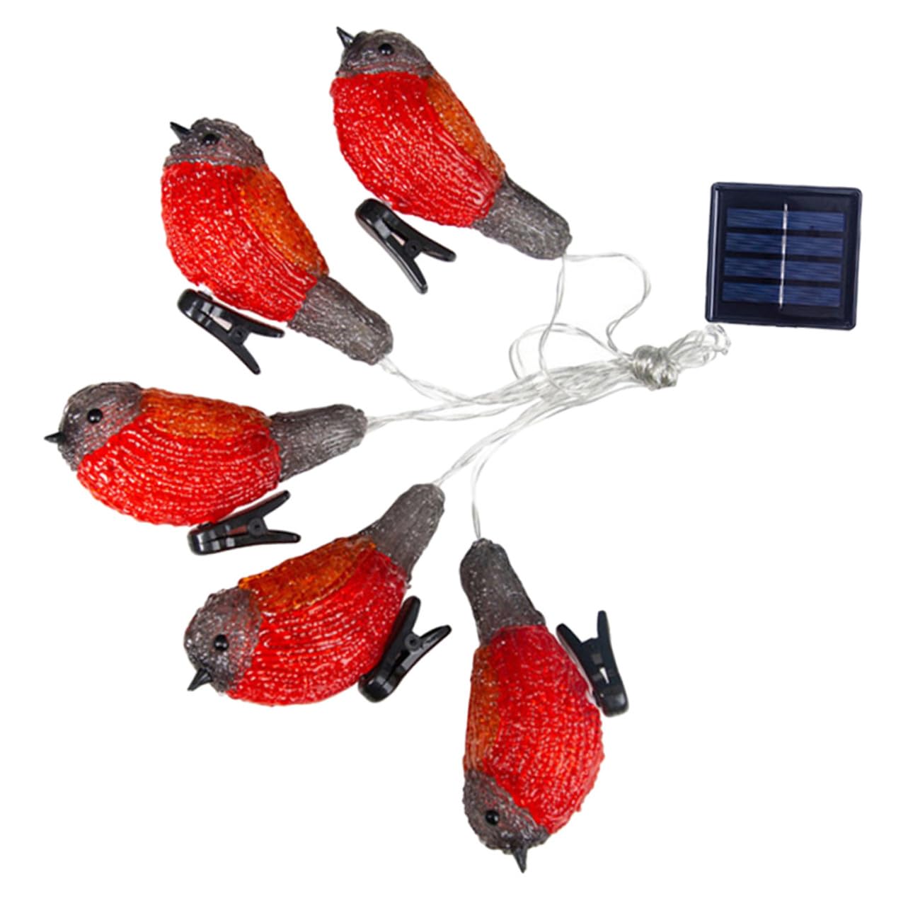 Solar LED Rotkehlchen Lichterkette für Terrasse und Garten, 1 Satz