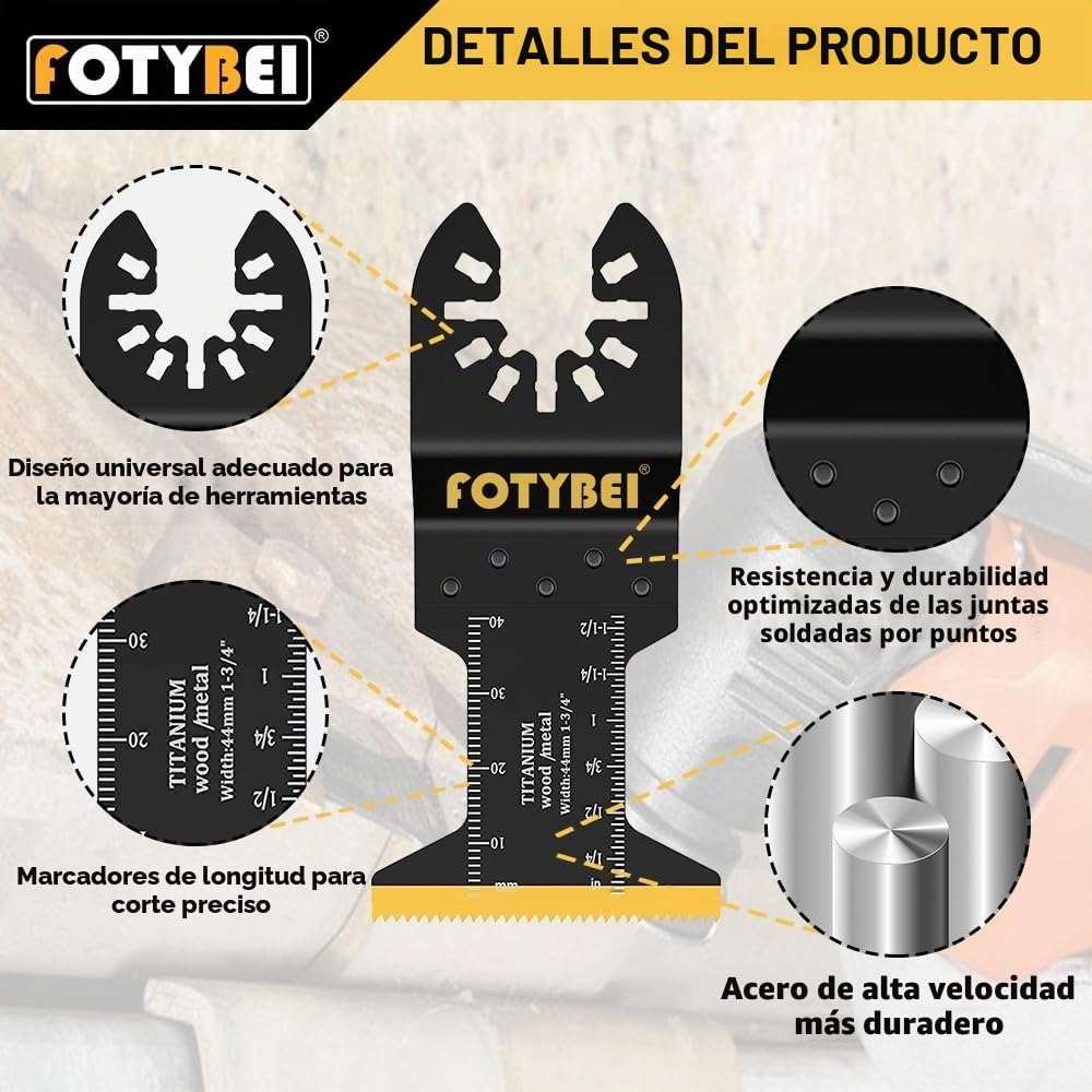 Hojas de Sierra Oscilante de Titanio, 5 Piezas Cuchillas Multiherramienta Oscilante Accesorios para Madera Plástico Metal, Compatible con Dewalt Makita Parkside Black&Decker y más