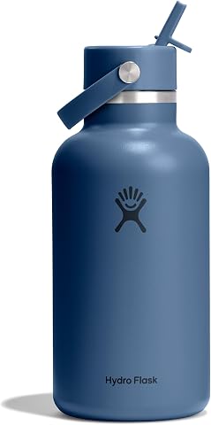 Hydro Flask 64 oz Wide Mouth Insulated Water Bottle with Flex Straw Cap, Harbor