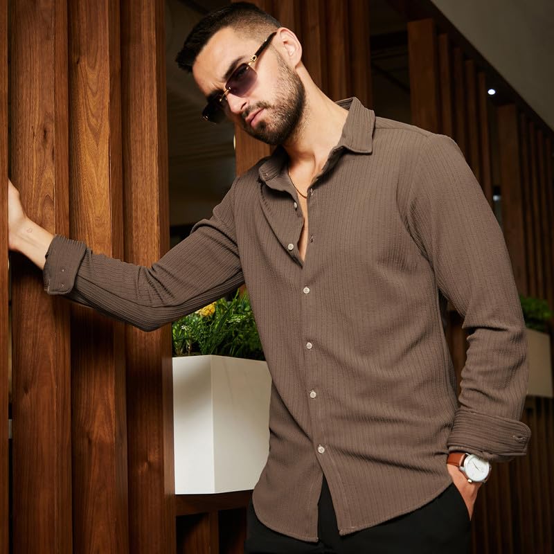 Image of CAHOOT Men's Shirt for Casual Wear | Spread Collar | Short Sleeve | Regular Fit | Button Closure | Shirt Crafted with Comfort Fit for Casual Wear