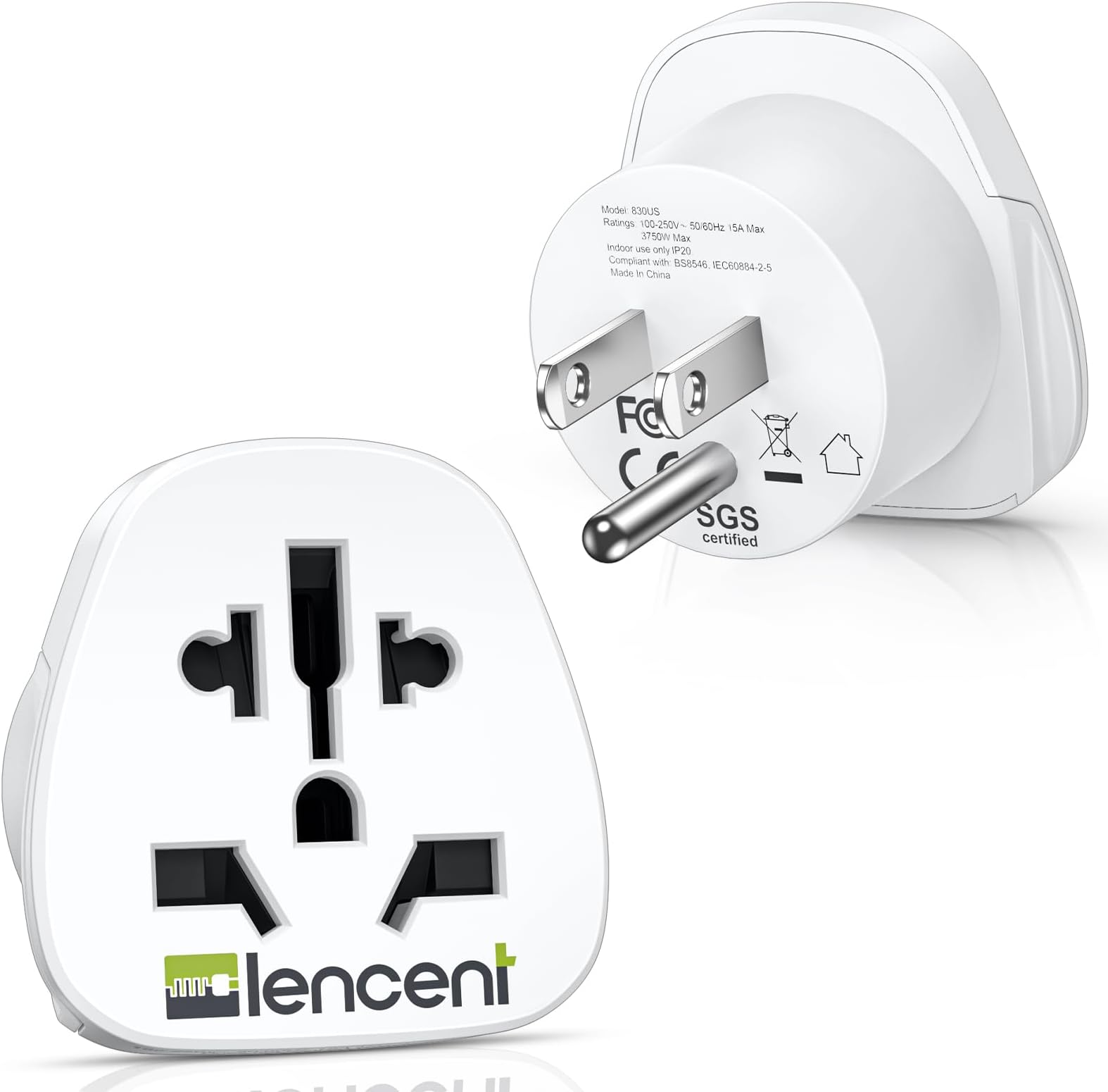 World to US Plug Adapter, [2 Packs] LENCENT European EU Europe / UK / Australia / China / Italy to USA American Outlet Power Adaptor Travel Plug Converter