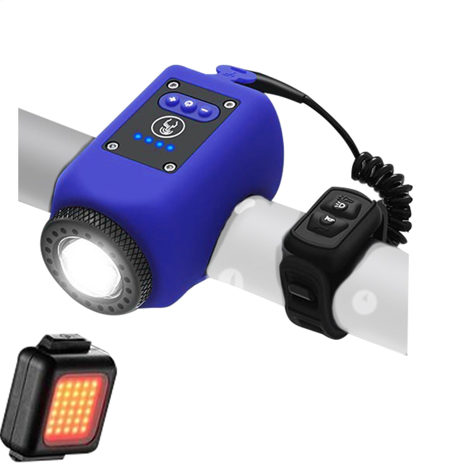 Electric Bike Horn Bikes Light, 120 dB Waterproof Cicli Bell Adulti, USB ricaricabile 180° Viewing Angolo, Flashlight Taillight with 4 mode for Cycling, Size: 2.76x1.57x1.57inc