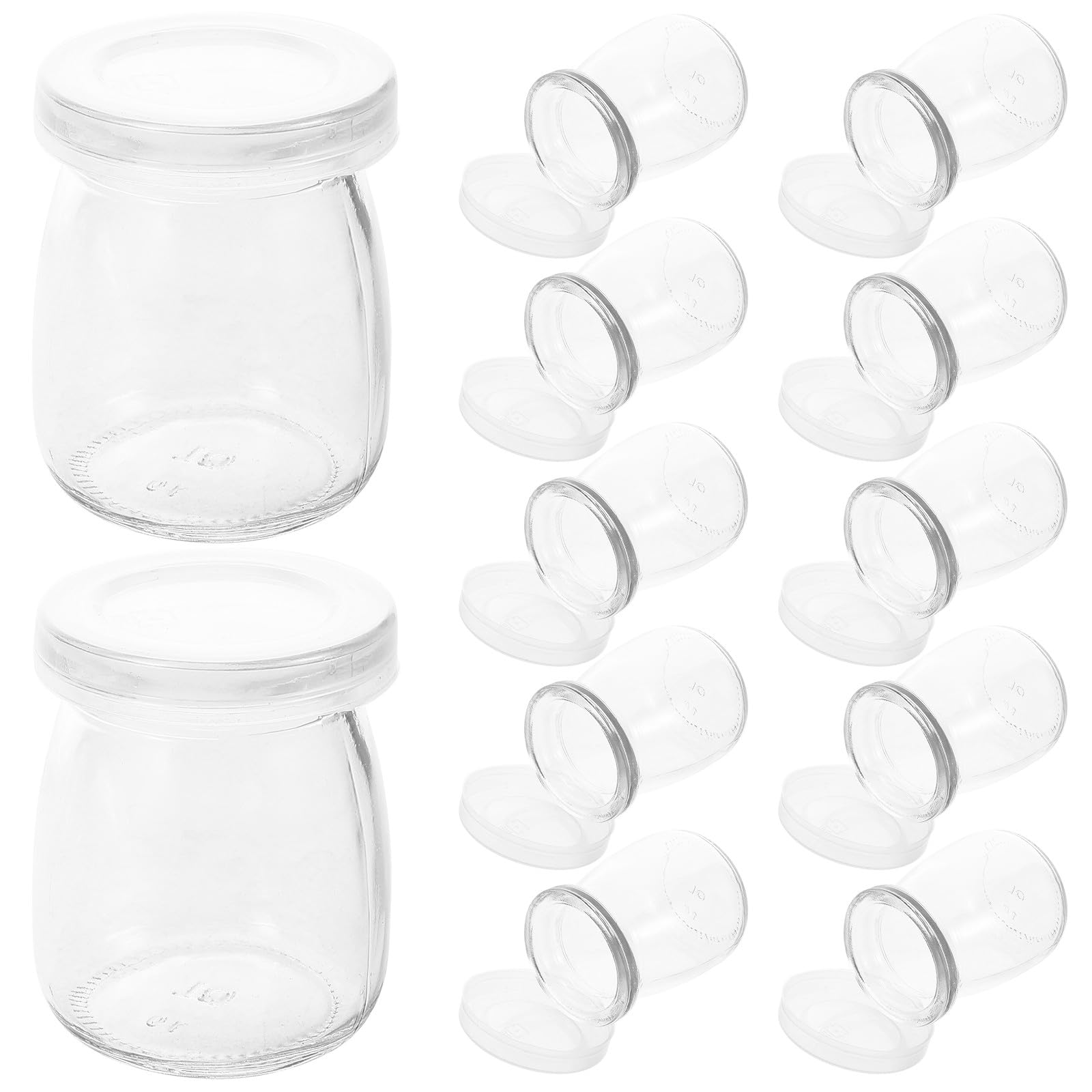 Healeved 12 Bocaux en Verre de 100ml avec Couvercles, Contenants Polyvalents pour Yaourts et Confitures, Design Élégant pour Événements et Présentations à Table